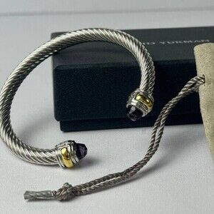 David Yurman Cable Classics amethyst and 18 k yellow gold color bracelets